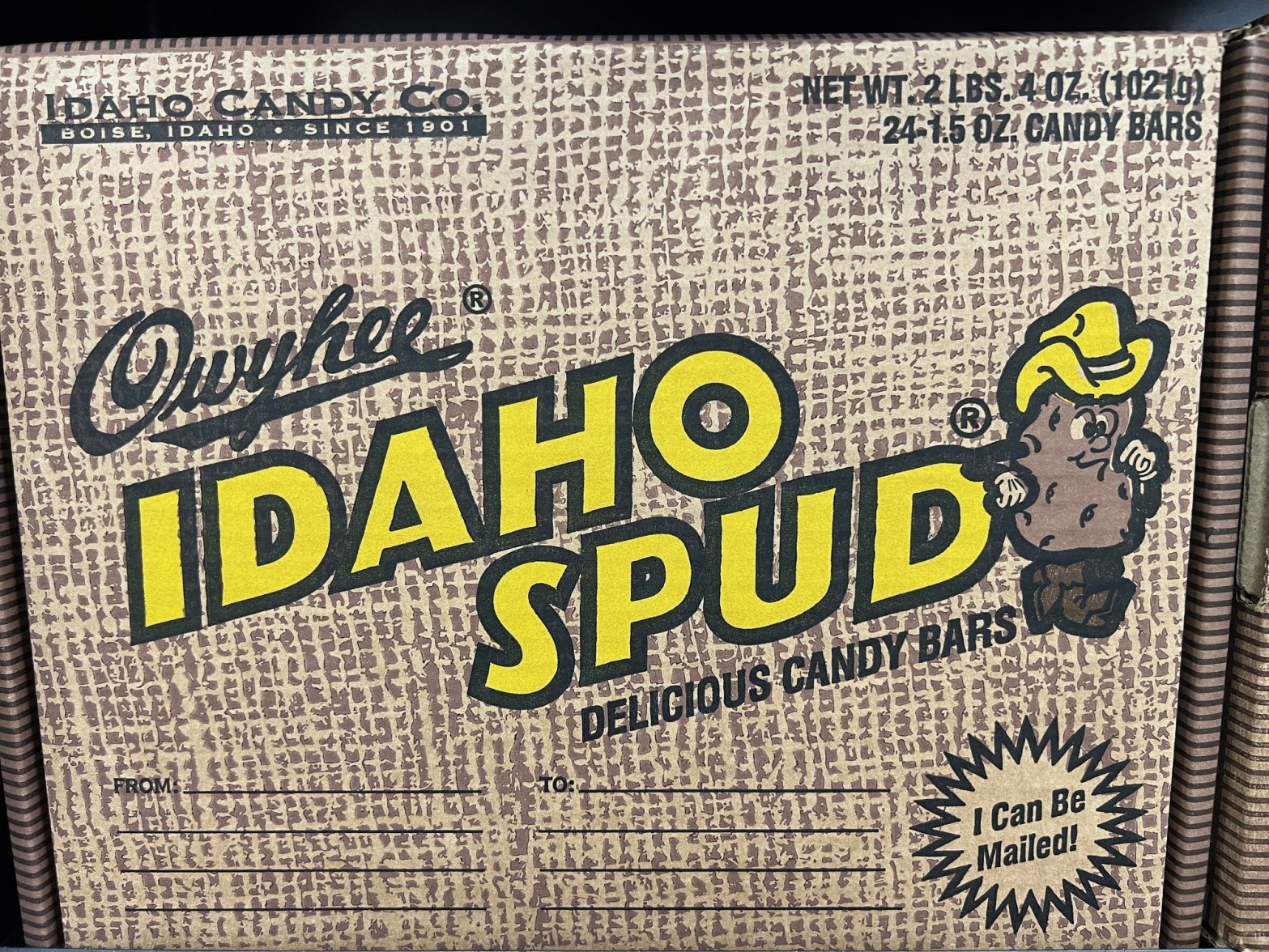 Box of Idaho Spud candy bars